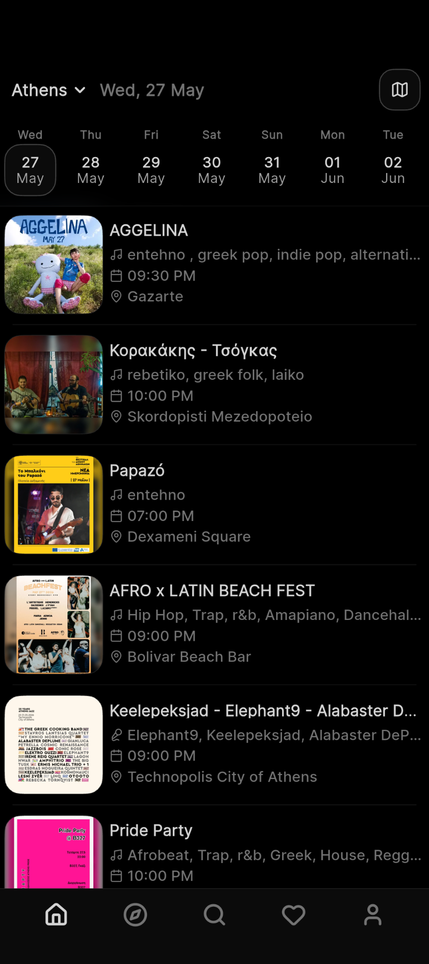 Calendar tab