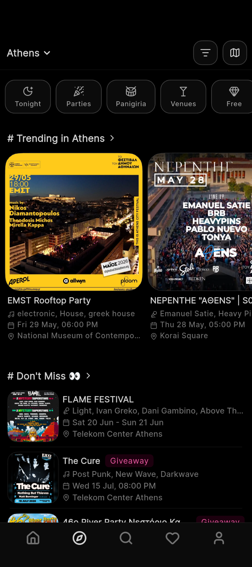 Discover tab